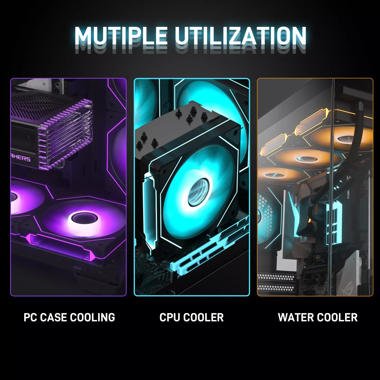 Evounic 120mm RGB/ARGB Case Fan Kit with Remote Control and 6-Port Controller Hub, Quiet Cooling 6-Pack PC Fans for Gaming Desktop Computers