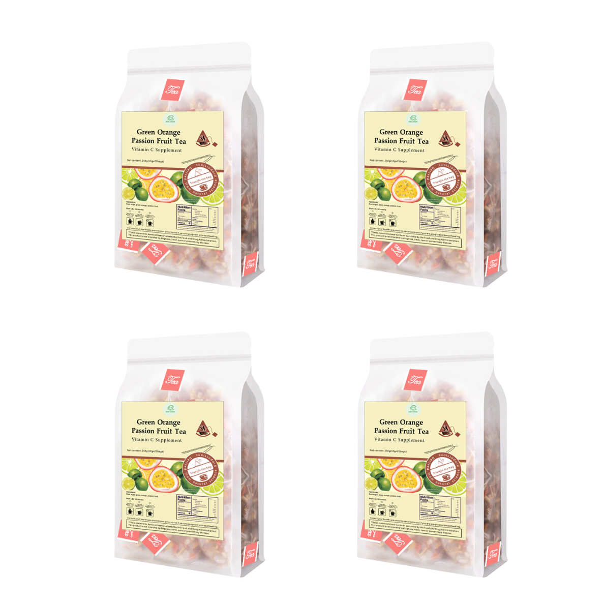 Bebida de té de hierbas Goddess - Té de maracuyá de naranja verde 250 g (10 g x 25 bolsas) 