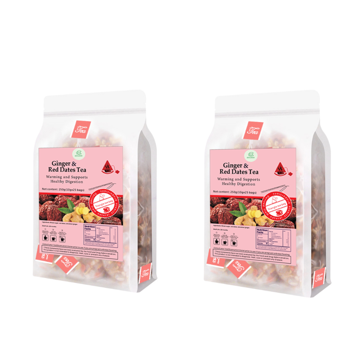 Bebida de té de hierbas Goddess - Material natural Té de jengibre y dátiles rojos 250 g (10 g x 25 bolsas) 