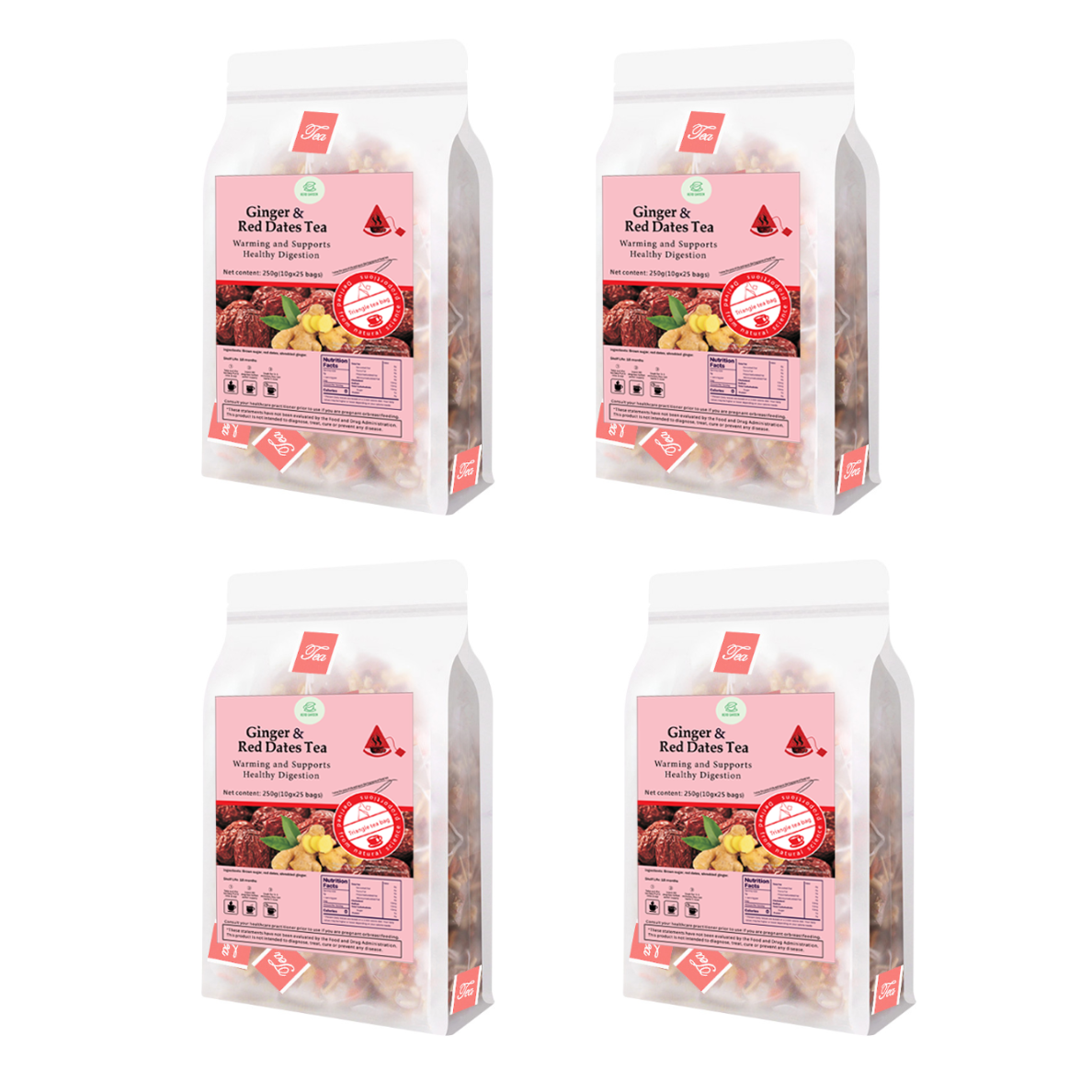 Bebida de té de hierbas Goddess - Material natural Té de jengibre y dátiles rojos 250 g (10 g x 25 bolsas) 