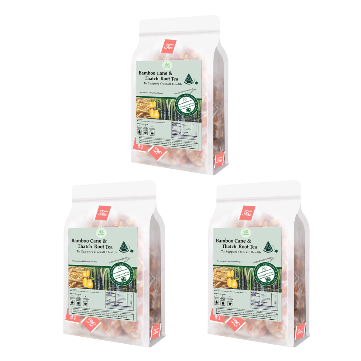 Té de hierbas con regalo gratuito, 9 muestras, bebida natural, té de caña de bambú y raíz de paja, 250 g (10 g x 25 bolsas)