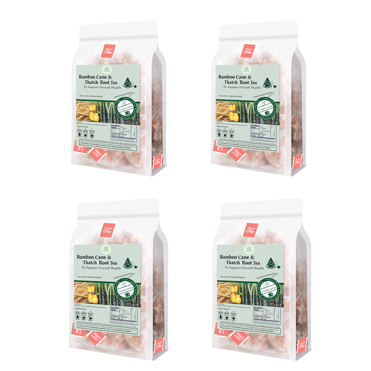 Té de hierbas con regalo gratuito, 9 muestras, bebida natural, té de caña de bambú y raíz de paja, 250 g (10 g x 25 bolsas)