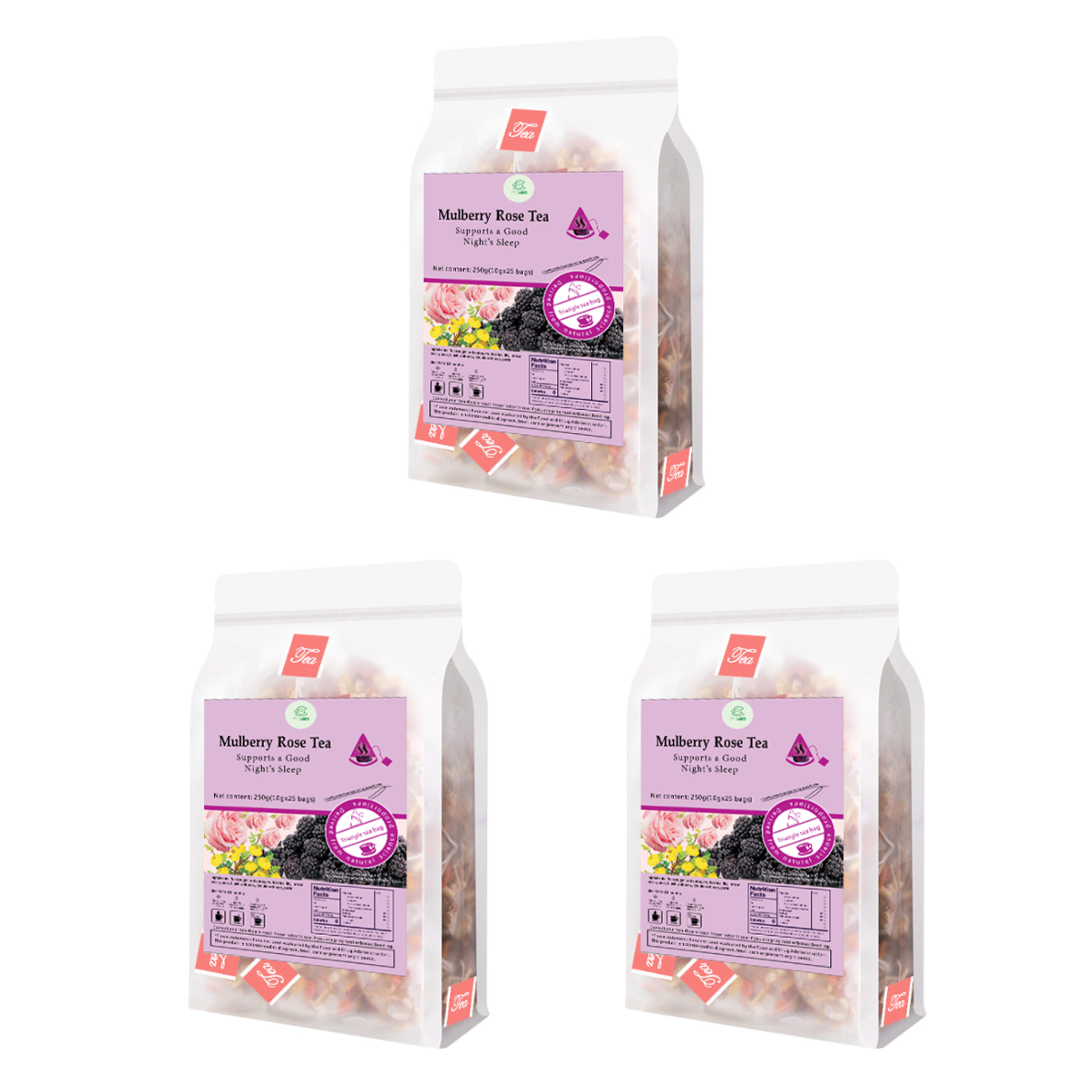 Bebida de té de hierbas Goddess - Material natural Té de rosa de morera 250 g (10 g x 25 bolsas)