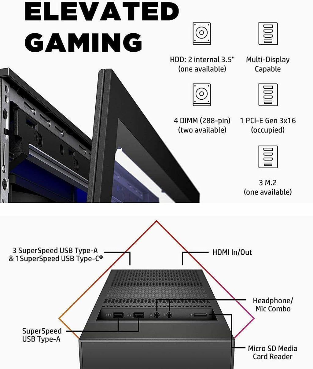 RGB Gaming PC Computer Desktop – i5-10600KF up to 4.8GHz, Radeon RX 580 8GB, 16GB RAM, 512GB SSD + 1TB HDD, WiFi 6 & BT 5.4, Windows 11, High-Performance Gaming Tower