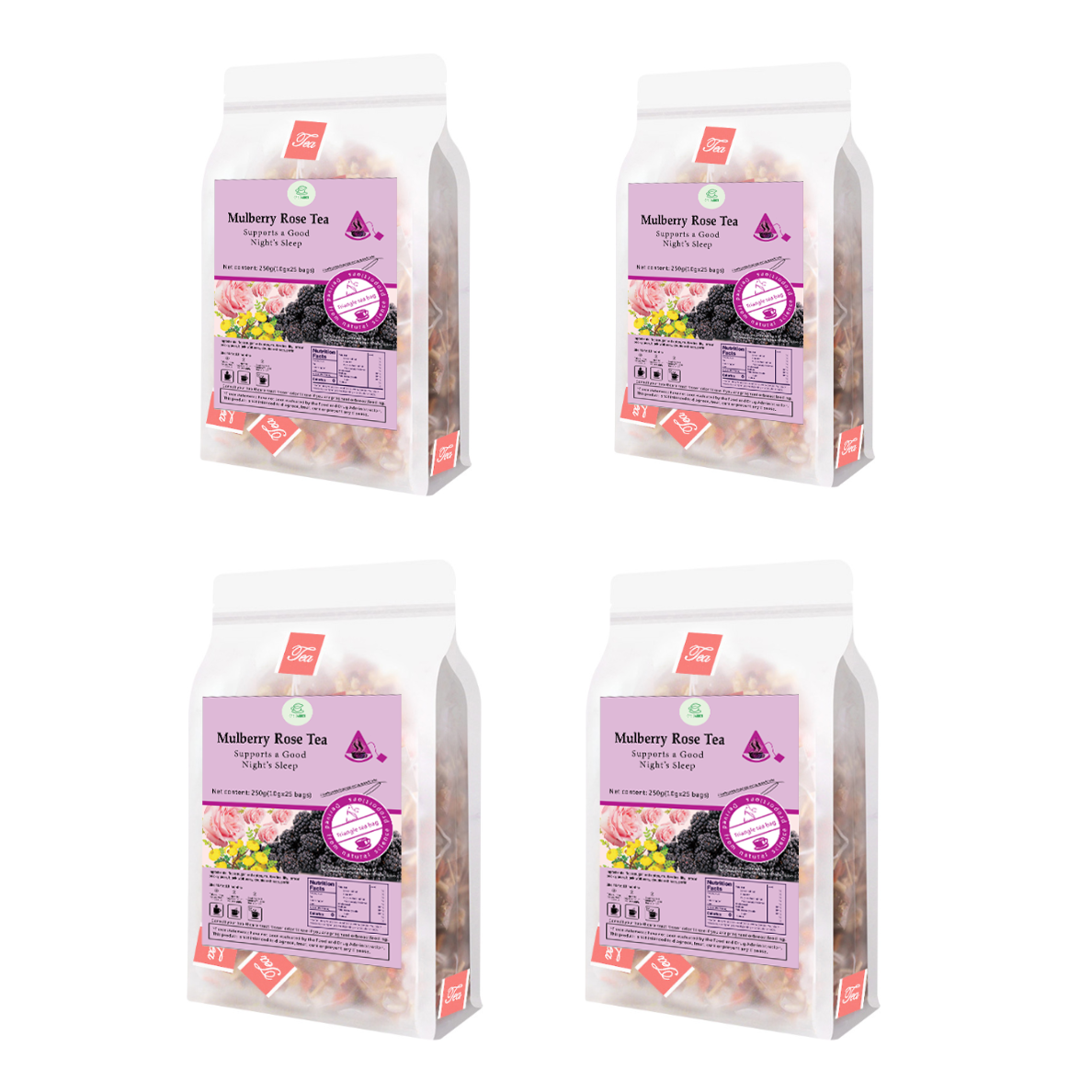 Bebida de té de hierbas Goddess - Material natural Té de rosa de morera 250 g (10 g x 25 bolsas)