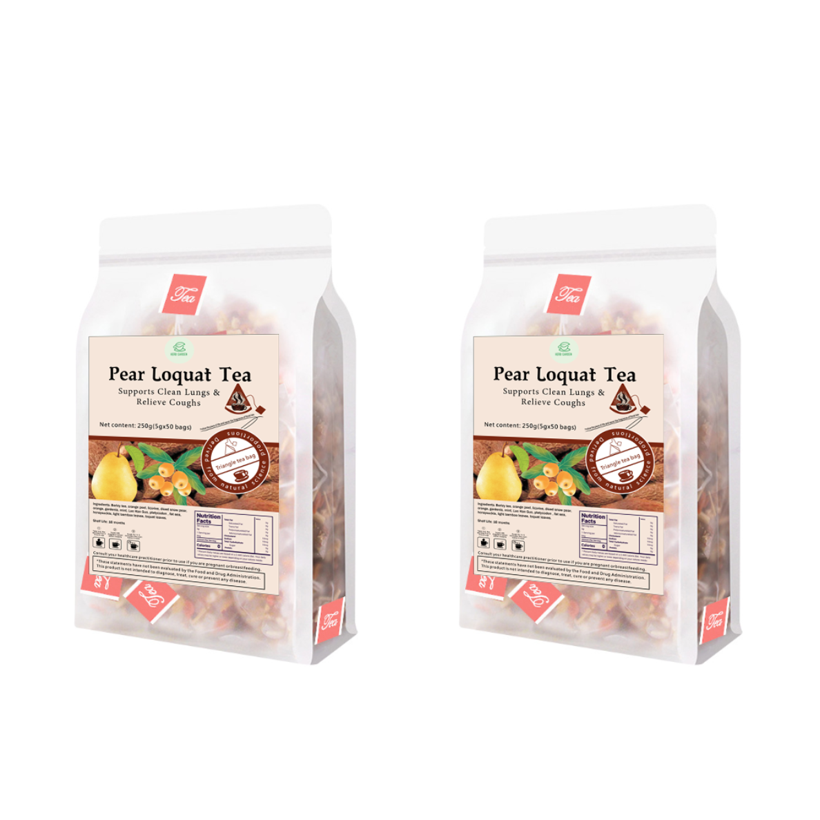 Bebida de té de hierbas Goddess - Té de níspero de pera de material natural 250 g (5 g x 50 bolsas)