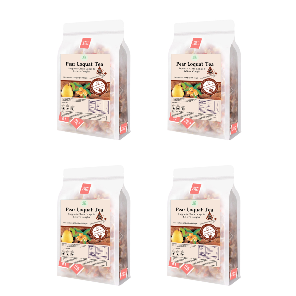 Bebida de té de hierbas Goddess - Té de níspero de pera de material natural 250 g (5 g x 50 bolsas)