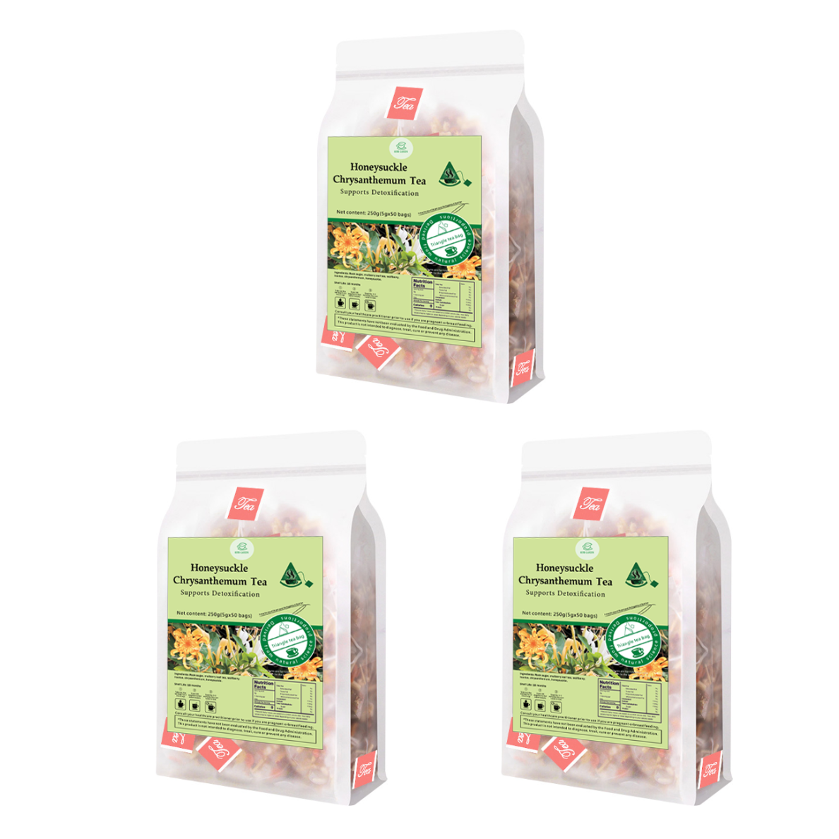 Bebida de té de hierbas Goddess - Té de crisantemo y madreselva de material natural 250 g (5 g x 50 bolsas) 