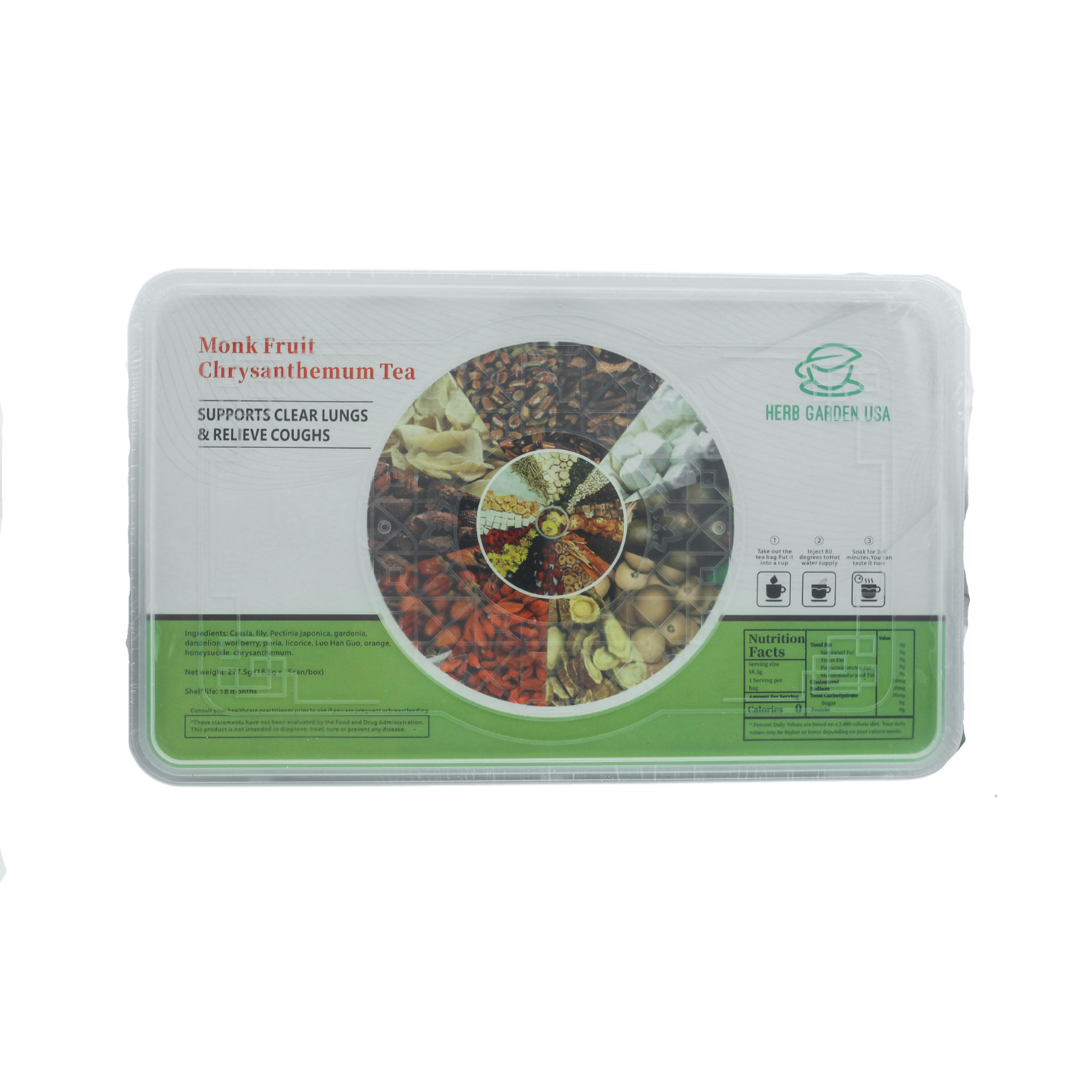 Bebida de material natural de té de hierbas - Té de crisantemo de fruta del monje 277 g (18,5 g x 15 latas) 