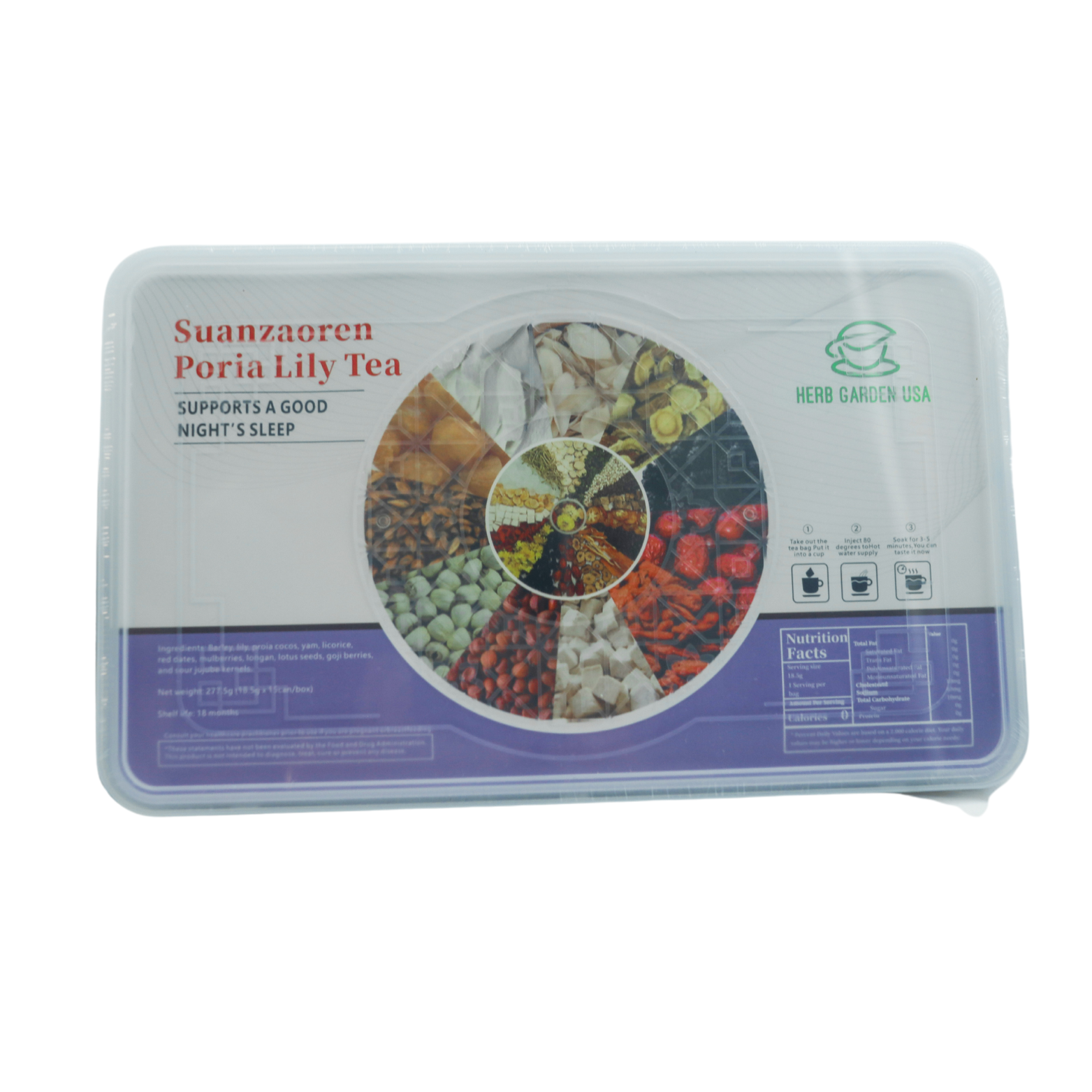 Bebida de material natural de té de hierbas - Té de lirio de poria Suanzaoren 277 g (18,5 g x 15 latas) 