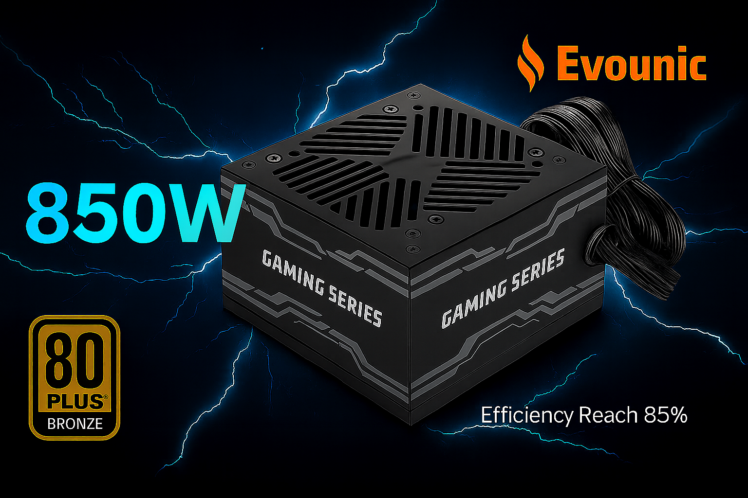 850W 80 Plus Bronze Certified ATX Power Supply – Full Modular PSU with Active PFC, Dual/Quad Core Support, SLI/Crossfire, Haswell Ready – Gaming/Desktop PC Compatible (850W Non-Modular)