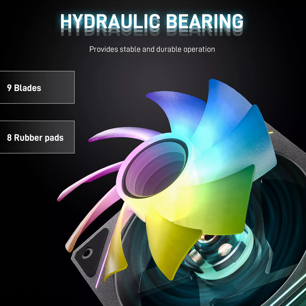 Evounic 120mm RGB/ARGB Case Fan Kit with Remote Control and 6-Port Controller Hub, Quiet Cooling 6-Pack PC Fans for Gaming Desktop Computers