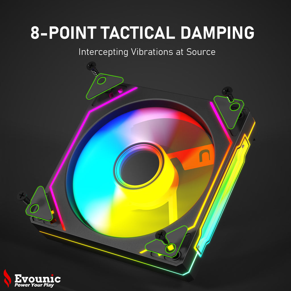 Evounic 120mm RGB/ARGB Case Fan Kit with Remote Control and 6-Port Controller Hub, Quiet Cooling 6-Pack PC Fans for Gaming Desktop Computers