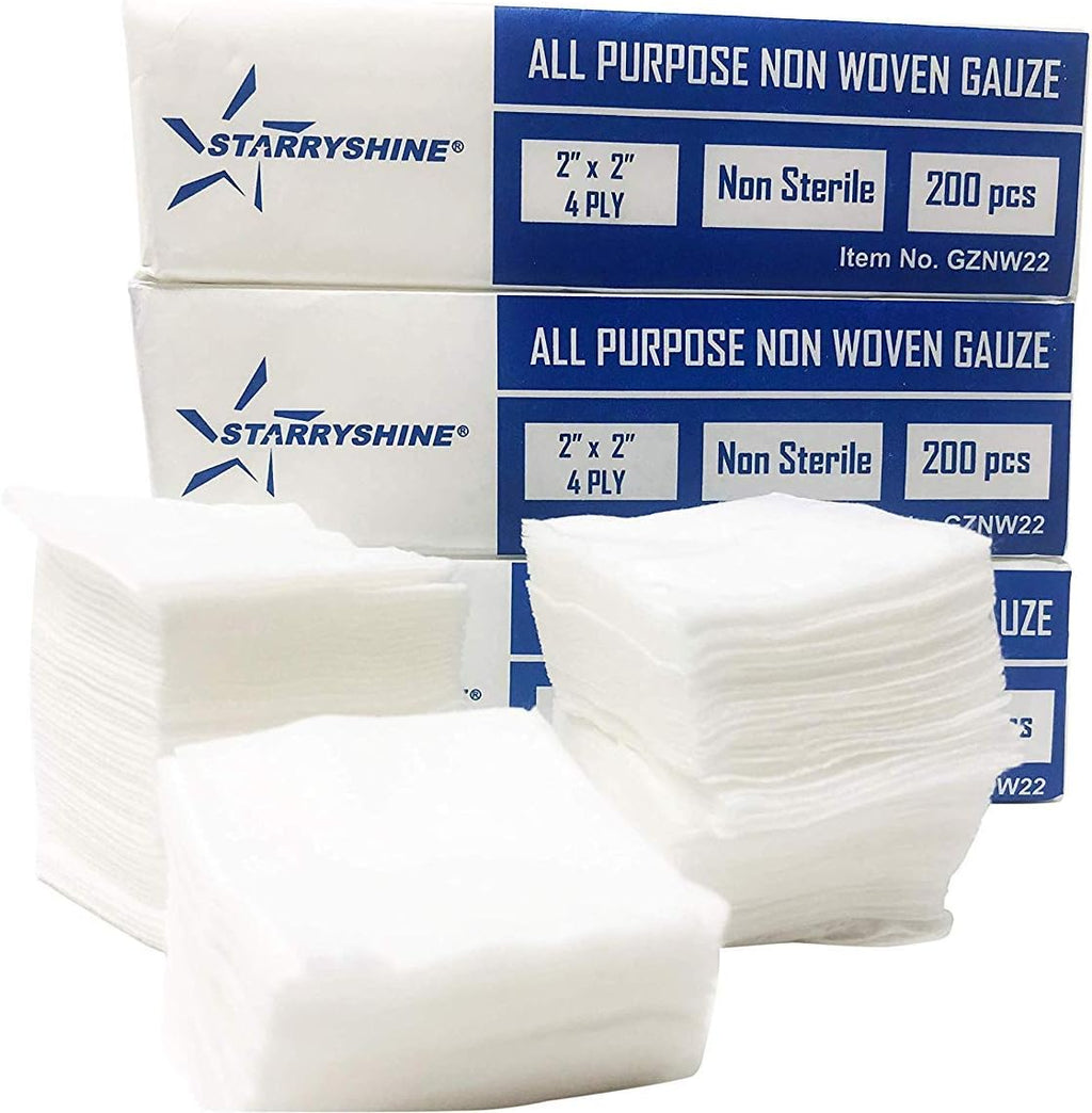 1000 PC (5 PKS) 2"X2" Non-Woven 4-Ply Dental Medical Gauze Pad, Non-Sterile All Purpose Gauze Sponges, 4-Ply Cotton Filled Sponges Provide Maximum Absorption