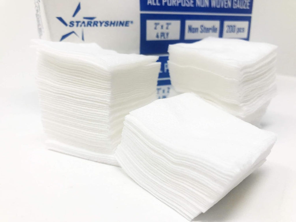 1000 PC (5 PKS) 2"X2" Non-Woven 4-Ply Dental Medical Gauze Pad, Non-Sterile All Purpose Gauze Sponges, 4-Ply Cotton Filled Sponges Provide Maximum Absorption