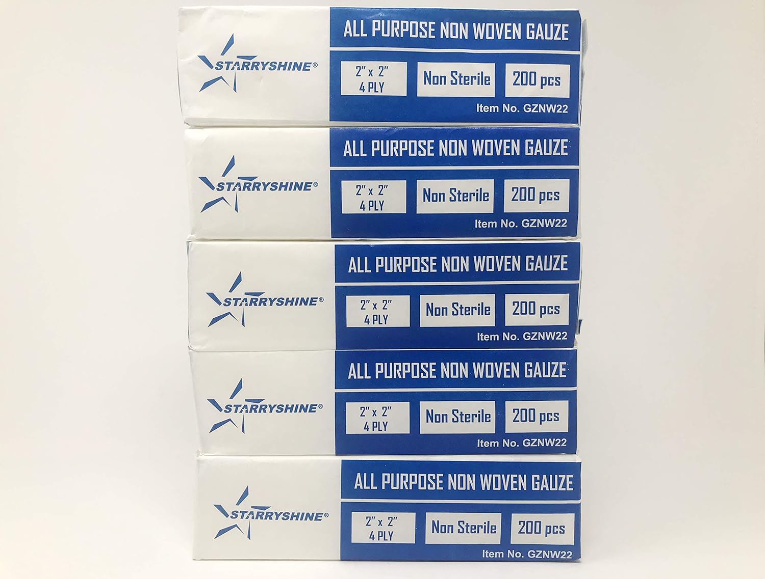 1000 PC (5 PKS) 2"X2" Non-Woven 4-Ply Dental Medical Gauze Pad, Non-Sterile All Purpose Gauze Sponges, 4-Ply Cotton Filled Sponges Provide Maximum Absorption