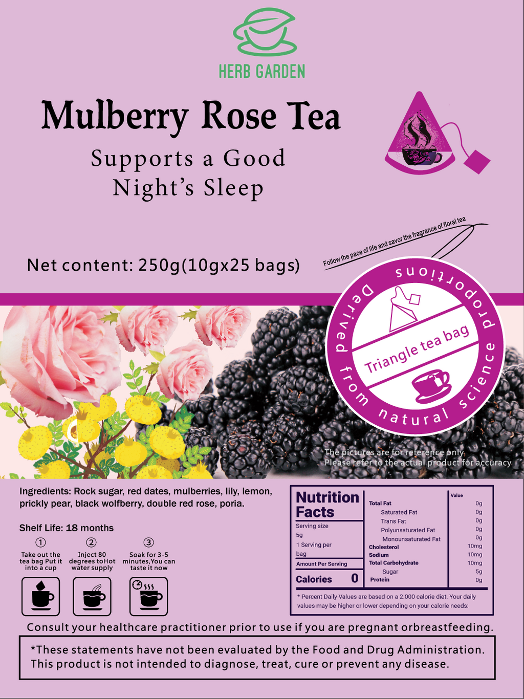 Goddess Loose Leaf Herbal Fruit Flower Tea - Honeysuckle Chrysanthemum Tea & Mulberry Rose Tea - 75 teabags (17.6oz) - Detox, Vitamin C, a Good Night's Sleep