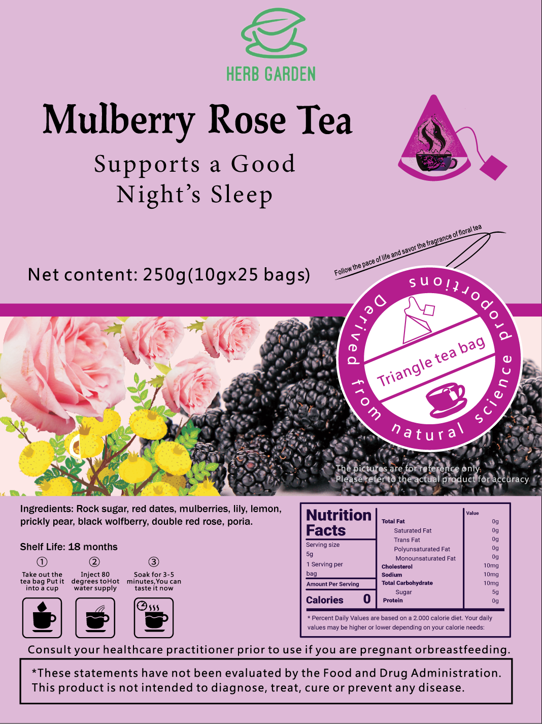Goddess Loose Leaf Herbal Fruit Flower Tea - Honeysuckle Chrysanthemum Tea & Mulberry Rose Tea - 75 teabags (17.6oz) - Detox, Vitamin C, a Good Night's Sleep