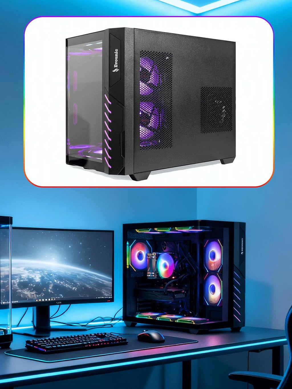 Gaming PC Desktop Computer – i5-11400 up to 4.4 GHz 12-Threads, GTX1080, 16GB DDR4 RAM, 1TB NVMe SSD, Wi-Fi 6 & Bluetooth 5.4, 9 × ARGB Cooling Fans, Win11 Pro, 650W PSU, High-Performance Gaming Tower