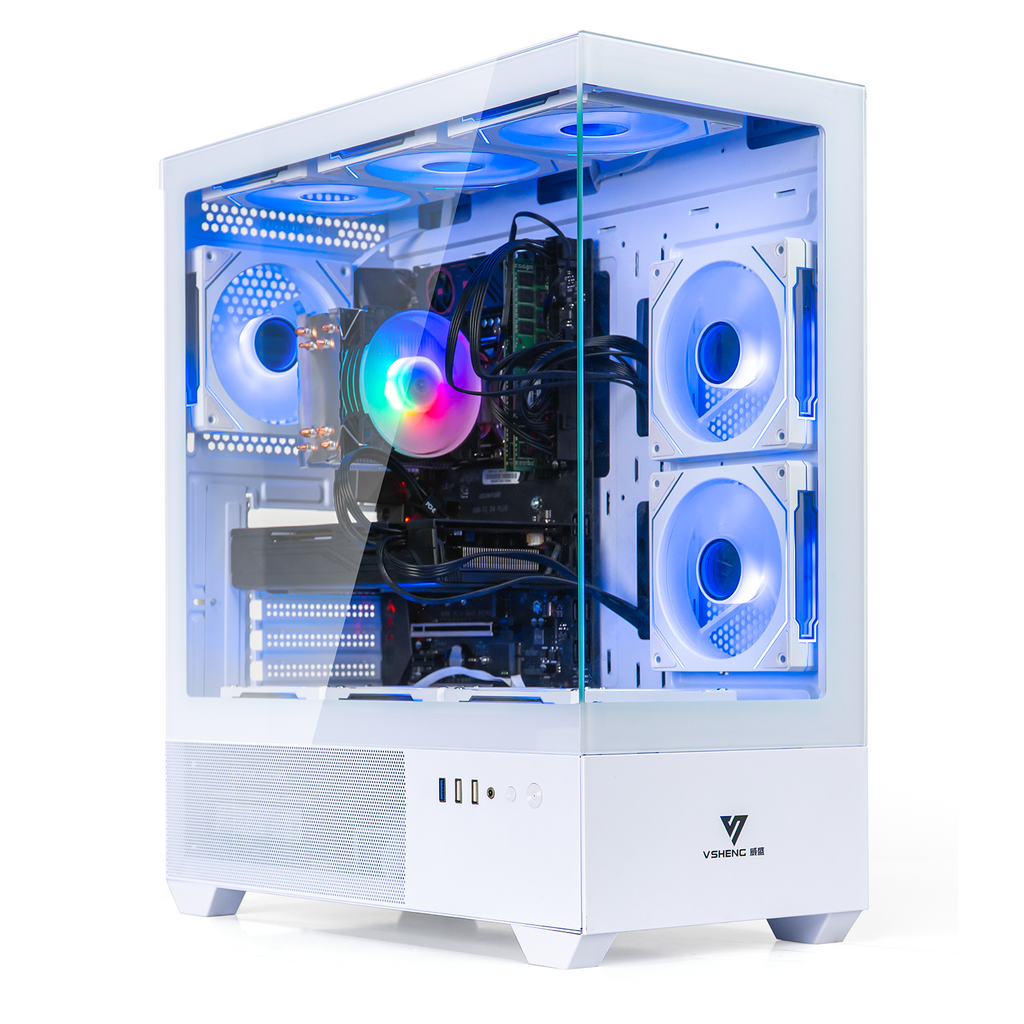 EVOUNIC Gaming PC Desktop Computer – Ryzen 7 5700X up to 4.6GHz (8 Cores / 16 Threads), RTX 3060 Ti, 32GB DDR4 RAM, 1TB SSD, Wi-Fi 6 & Bluetooth 5.4, 9× ARGB Fans, Air Cooler, 650W PSU, Win11 Pro