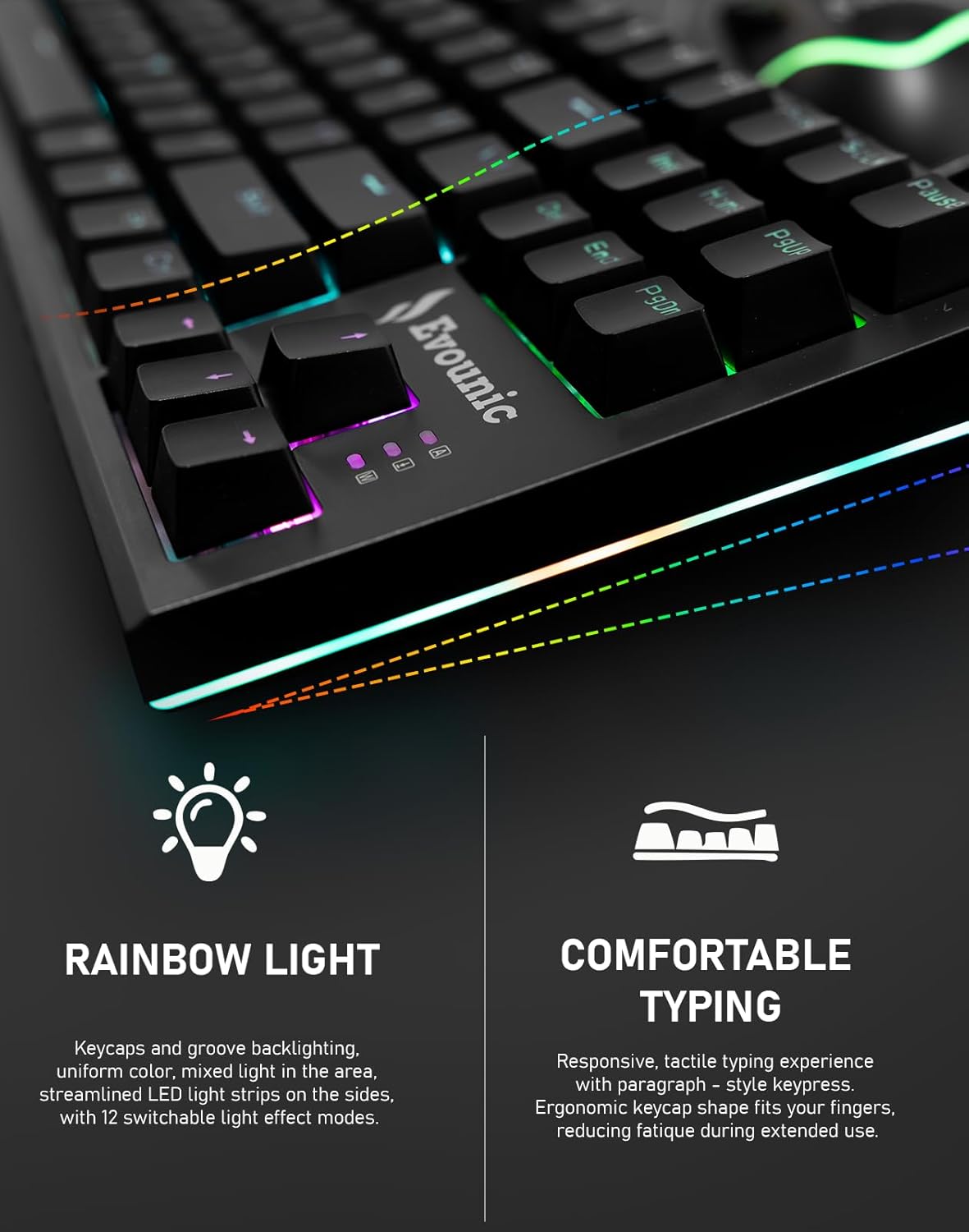 RGB Mechanical Gaming Keyboard, 87 Keys TKL Design, Backlit with Multiple Light Modes, USB Wired, Fast Response Time for PC, Laptop, Gaming Console