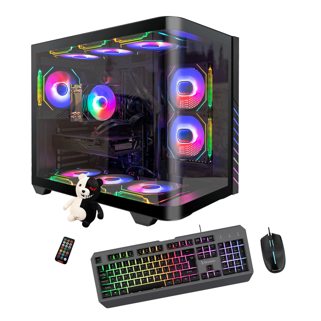 EVOUNIC Gaming PC Computer Desktop,i7 11th GEN Gaming PC! NVIDIA RTX 5060 8GB, 32GB DDR4, 1TB SSD, WiFi BT 5.4, ARGB Fan x9, Windows 11, Gaming Computer Tower for Gamer,Streaming