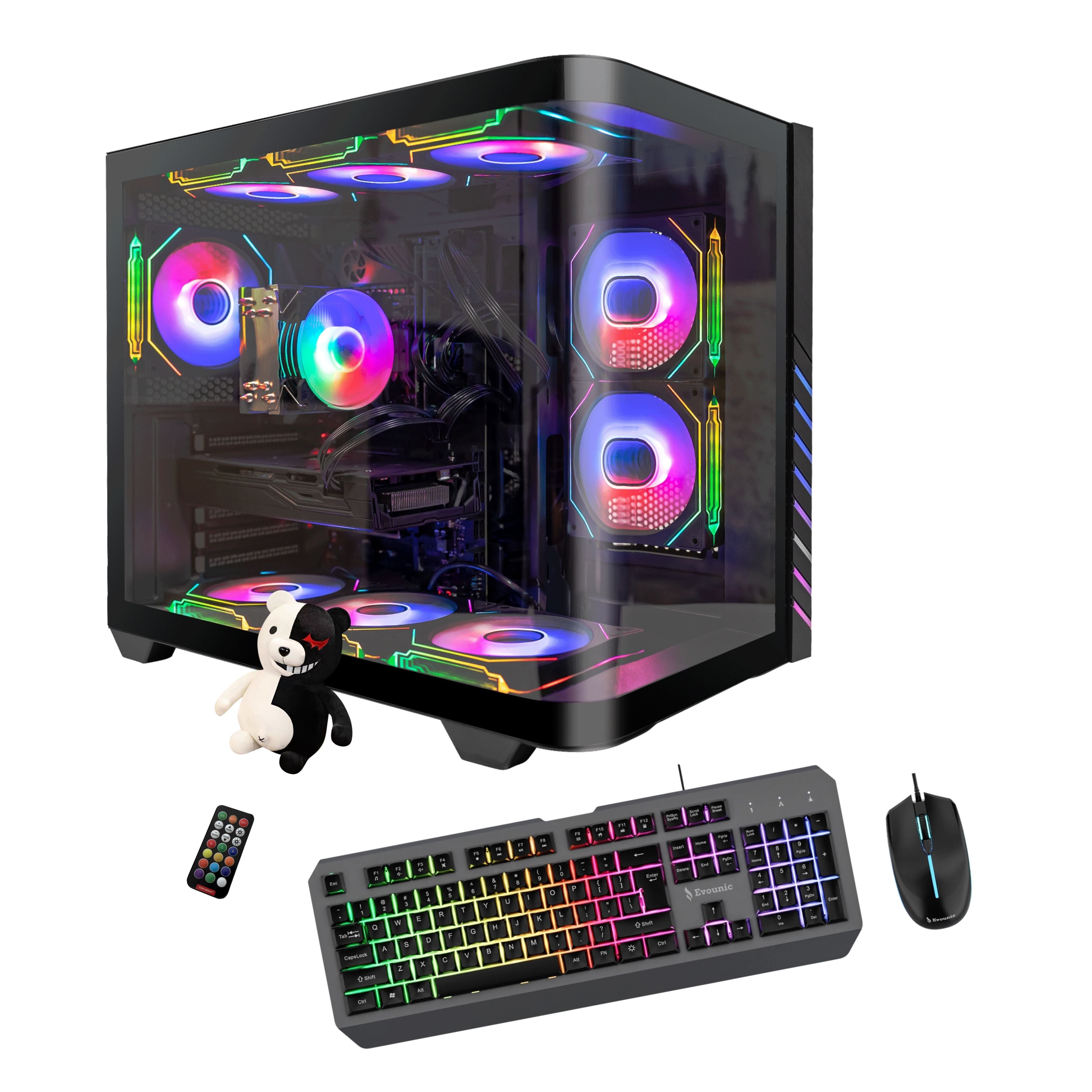 EVOUNIC Gaming PC Computer Desktop,i7 11th GEN Gaming PC! NVIDIA RTX 5060 8GB, 32GB DDR4, 1TB SSD, WiFi BT 5.4, ARGB Fan x9, Windows 11, Gaming Computer Tower for Gamer,Streaming