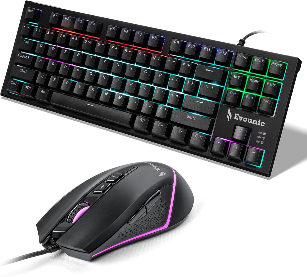 RGB Wired Gaming Mouse, 6400 DPI Adjustable, 7‑Button Ergonomic Optical Mouse with On‑The‑Fly DPI Switch & Side Buttons, USB PC Mouse for Gaming and Work, RGB Light Strip, Windows/Mac/Linux Compatible